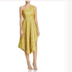 Elliat Delirium One Shoulder Jacquard Dress XS Citron Lace RL10430 NWOT